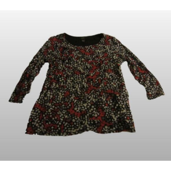 Abstract Dot & Floral Print Tunic Blouse Alfani Black Red White Women’s Large - Picture 2 of 6